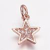 Brass Micro Pave Cubic Zirconia Charms ZIRC-G087-35RG-1