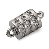 Brass Micro Pave Clear Cubic Zirconia Hollow Column Connector Charms KK-A230-05D-P-2