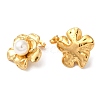 Plastic Pearl Beaded Flower Stud Earrings EJEW-K244-21G-2
