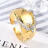 Brass Micro Pave Clear Cubic Zirconia Open Cuff Rings for Women RJEW-R011-03G-02-1