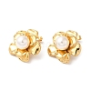 Plastic Pearl Beaded Flower Stud Earrings EJEW-K244-21G-01-1