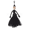 Halloween Cotton Threads Tassel & Synthetic Turquoise Skull Pendant Decorations HJEW-JM03757-01-2