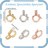 6Pcs 3 Styles Brass Micro Pave Clear Cubic Zirconia Twister Clasps ZIRC-DR0001-02-2