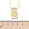 Brass Pave Shell Rectangle Saint Benedict Medal Cross Pendants Necklaces for Women NJEW-Z053-01G-02-5