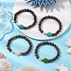 Synthetic Howlite & Turquoise Beaded Stretch Bracelets BJEW-JB111343-2