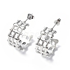 Non-Tarnish 304 Stainless Steel Hollow Out C-shape Stud Earrings STAS-B034-11P-1