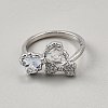 Brass Micro Pave Cubic Zirconia Cuff Rings for Women RJEW-WH0002-40A-1