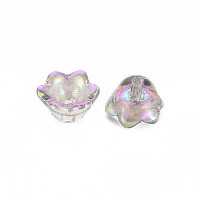 Electroplate Transparent Glass Bead Caps X-GLAA-T022-05-B01-1