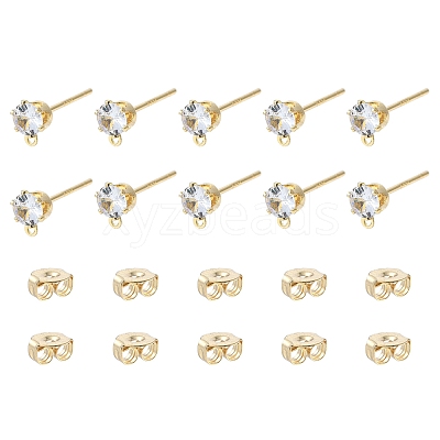 16Pcs Brass Stud Earring Findings KK-FS0001-56G-1