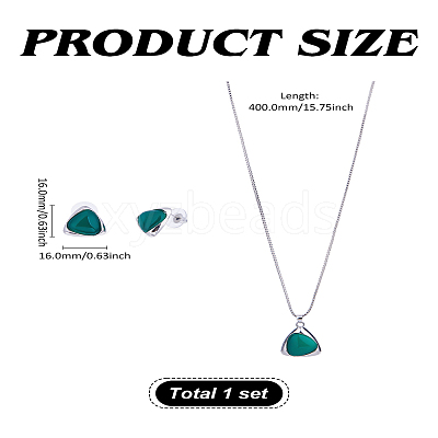 Triangle Alloy & Plastic Pendant Necklaces & Stud Earrings Sets SJEW-LP0001-27-1
