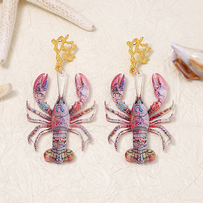 Acrylic & Alloy Stud Dangle Earrings for Women WG8B1A0-03-1