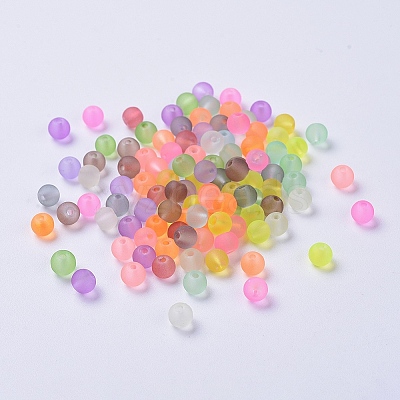 Transparent Frosted Glass Beads FGLA-R001-4mm-M-1