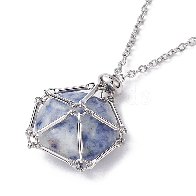 Stainless Steel Macrame Pouch Empty Stone Holder for Pendant Necklace Making NJEW-JN04532-02-1