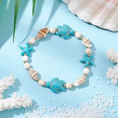Shell Beaded Bracelets BJEW-TA00589-01-1