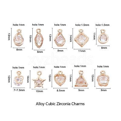 Alloy Cubic Zirconia Charms ZIRC-CJ0001-02LG-1