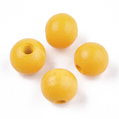 Painted Natural Wood Beads WOOD-S049-05I-1