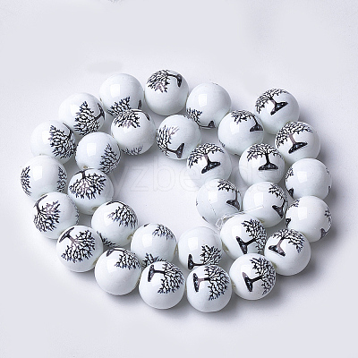 Printed & Spray Painted Glass Beads GLAA-S047-02C-01-1