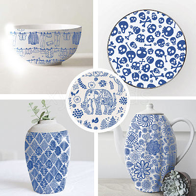 6Pcs 6 Styles Paper Ceramic Decals DIY-SD0002-07C-1