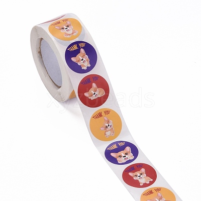 Flat Round Paper Thank You Stickers DIY-C042-12F-1