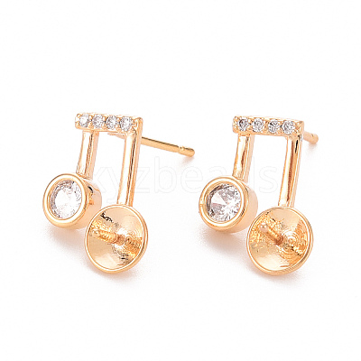 Brass Micro Pave Clear Cubic Zirconia Earring Findings KK-T062-230G-NF-1