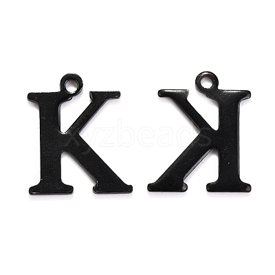 304 Stainless Steel Alphabet Charms STAS-H122-K-EB-1