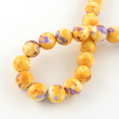 Dyed Natural Ocean White Jade Round Bead Strands G-R295-8mm-11-1