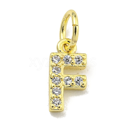 Letter Brass Micro Pave Clear Cubic Zirconia Pendants KK-K354-06G-F-1