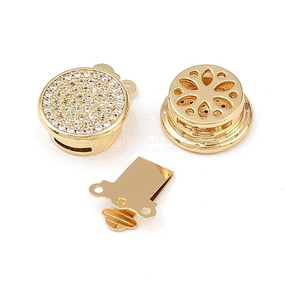 Brass Micro Pave Clear Cubic Zirconia Box Clasps KK-L255-02G-06-1