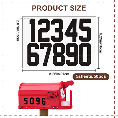 Number 0~9 PET Self-Adhesive Reflective Mailbox Stickers DIY-WH20010-26B-02-1