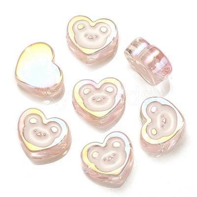 UV Plating Rainbow Iridescent Acrylic Enamel Beads OACR-G012-10-1