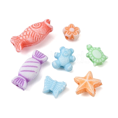 260Pcs 7 Style Craft Style Acrylic Beads MACR-FS0001-38-1