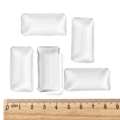 Transparent Rectangle Glass Cabochons GGLA-R025-38x19-1