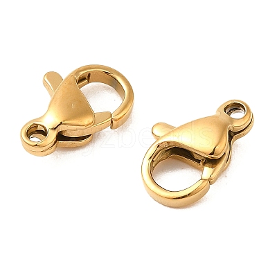 Ion Plating(IP) 304 Stainless Steel Lobster Claw Clasps Hand Polished X-STAS-AB10-G-01-1