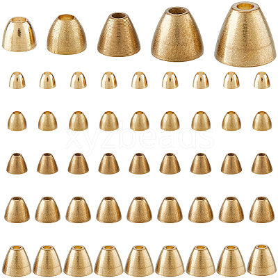 50Pcs 5 Styles Brass Cord Ends KK-FH0008-21-1