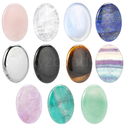 11Pcs 11 Styles Oval Mixed Gemstone Worry Stones G-SP0001-30-1