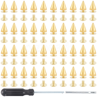 100 Bags Alloy Spiked Cone Rivets for Bag Decoration FIND-CL0002-06G-1