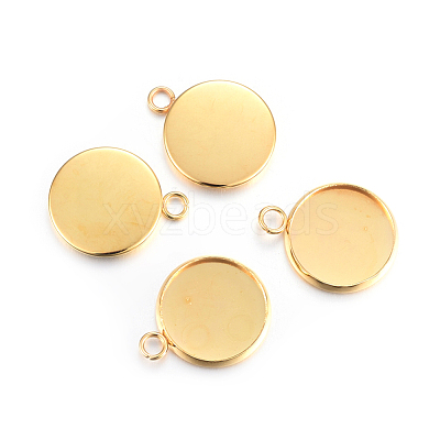 Rack Plating 304 Stainless Steel Pendant Cabochon Settings STAS-F191-14G-D-1