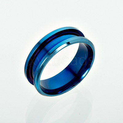 201 Stainless Steel Grooved Finger Ring Settings MAK-WH0007-16L-A-1