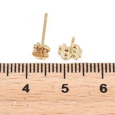 Brass Stud Earrings EJEW-P346-01D-G-1