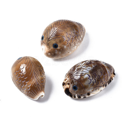 Printed Natural Cowrie Shell Beads SSHEL-Q314-001-1