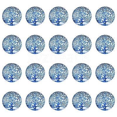 Half Round/Dome Tree Pattern Glass Flatback Cabochons for DIY Projects GGLA-YW0001-14L-1
