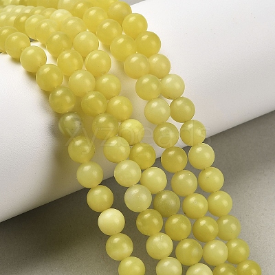 Natural Lemon Jade Round Bead Strands G-E334-6mm-07-1