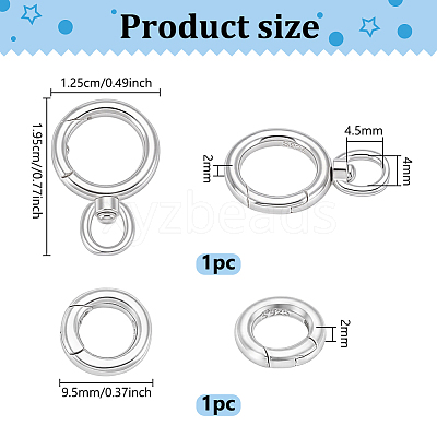 2Pcs 2 Styles 925 Sterling Silver Spring Gate Clasps STER-PH0004-94-1