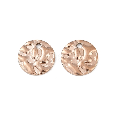 304 Stainless Steel Textured Disc Charms STAS-Q336-11B-RG-1