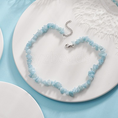 Natural White Jade Dyed Chips Beaded Necklaces NJEW-JN04275-07-1
