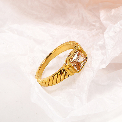 304 Stainless Steel Pave Cubic Zirconia Finger Rings for Women FS-WGAA4E7-28-1