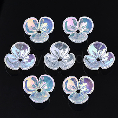 3-Petal Electroplate Acrylic Bead Caps PACR-T014-03-1
