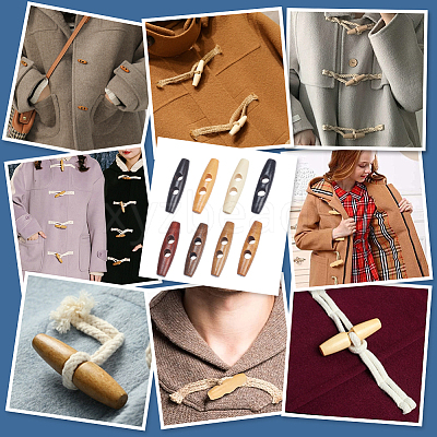 80Pcs 8 Colors Natural Wood Buttons FIND-NB0005-03D-1