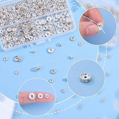 520Pcs Brass Rhinestone Spacer Beads RB-PA0001-07A-1