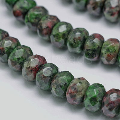Faceted Natural Ruby in Zoisite Rondelle Beads Strands G-K090-04-1